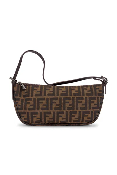 Pre-owned Fendi Zucca Pochette Shoulder Bag In Brown
