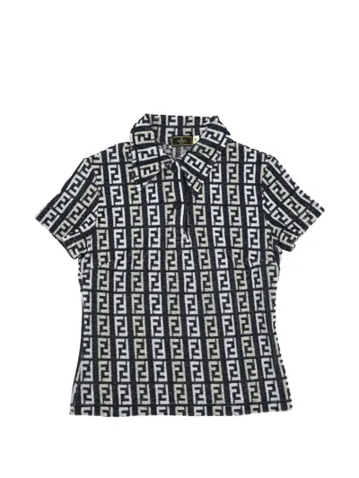 Pre-owned Fendi Zucca Polo Shirt In Blue
