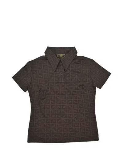Pre-owned Fendi Zucca Polo Shirt In Brown