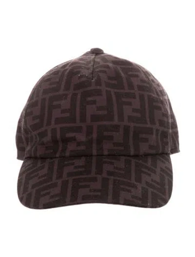 Pre-owned Fendi Zucca Print Adjustable Baseball Hat In Black