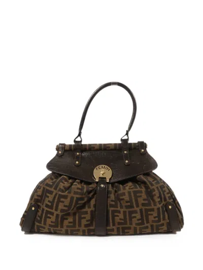Fendi Zucca Print Leather Handbag In Brown