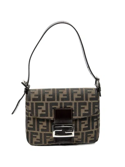 Pre-owned Fendi Zucca-print Shoulder Bag In Black