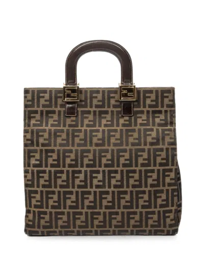 Pre-owned Fendi Zucca Print Tote Bag In Brown