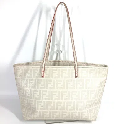 Pre-owned Fendi Zucca Red Color White Zucca Shoulder Bag Tote Bag ()