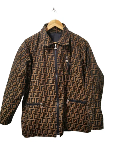 Pre-owned Fendi Zucca Reversible Jacket In Brown