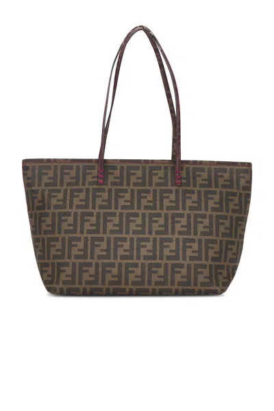 Pre-owned Fendi Zucca Roll Tote Bag In Brown