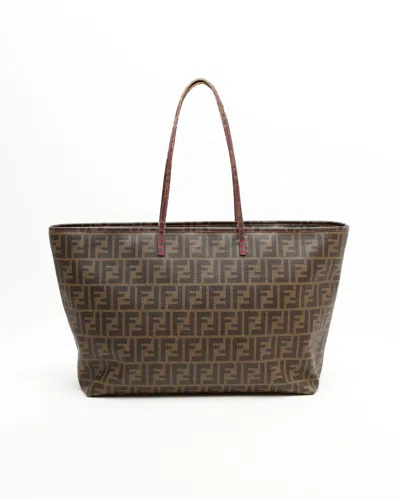 Fendi Zucca Roll Tote Bag In Brown
