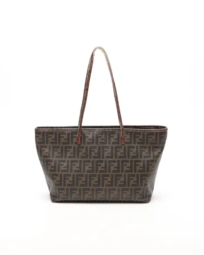 Fendi Zucca Roll Tote Bag In Brown