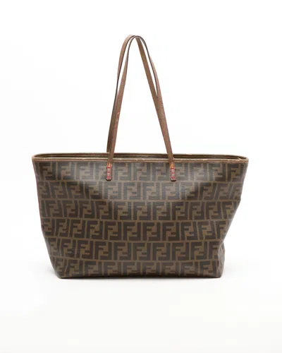 Fendi Zucca Roll Tote Bag In Brown