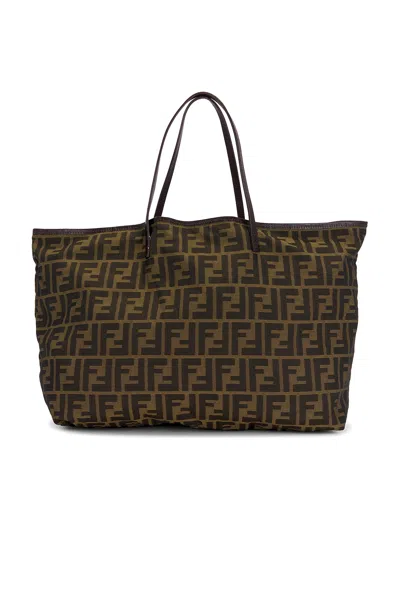 Pre-owned Fendi Zucca Roll Tote Bag In Brown