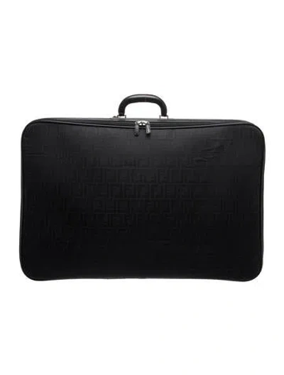 Pre-owned Fendi Zucca Rolling Suitcase In Black