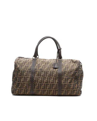 Fendi Zucca Selleria Weekend Bag In Brown