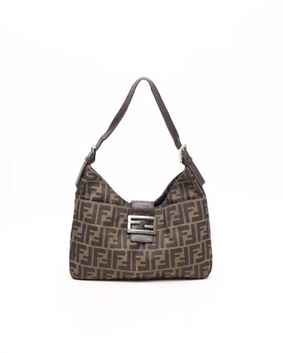 Fendi Zucca Shoulder Bag In Brown