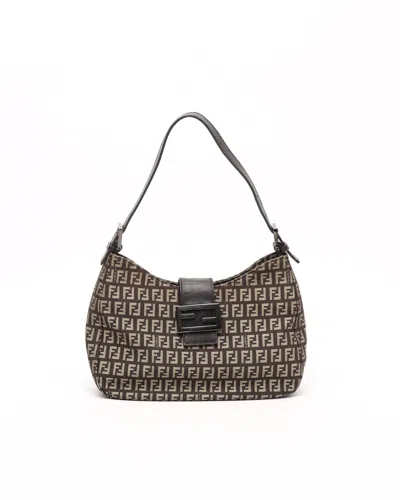 Fendi Zucca Shoulder Bag In Brown