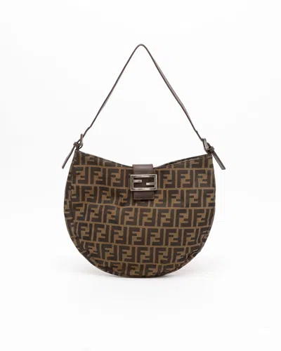 Fendi Zucca Shoulder Bag In Brown