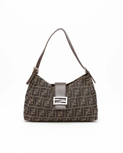 Fendi Zucca Shoulder Bag In Brown