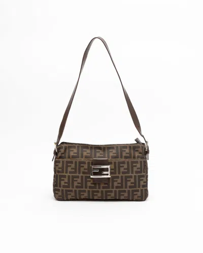 Fendi Zucca Shoulder Bag In Brown