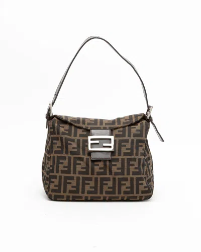 Fendi Zucca Shoulder Bag In Brown