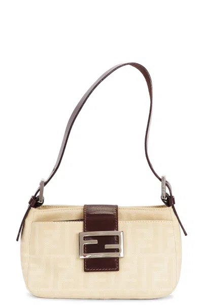 Pre-owned Fendi Zucca Shoulder Bag In Beige
