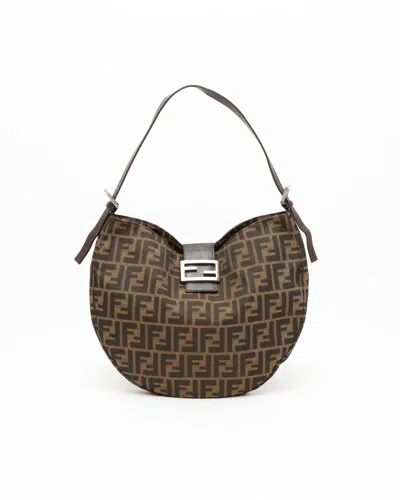 Fendi Zucca Shoulder Bag In Brown