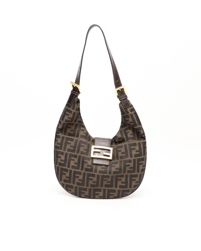 Fendi Zucca Shoulder Bag In Brown