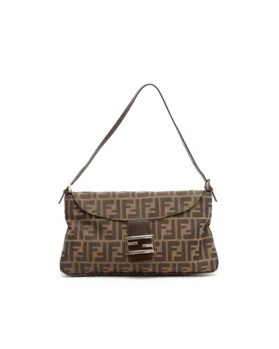 Fendi Zucca Shoulder Bag In Brown