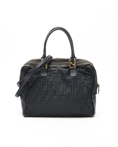 Fendi Zucca Small Business Bag In Black