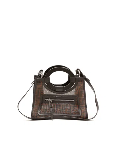 Fendi Zucca Small Runaway Shopper Tote Bag In Brown