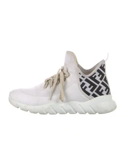 Pre-owned Fendi Zucca Sneakers In White