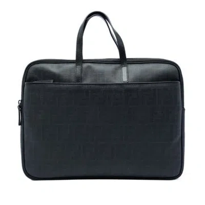 Pre-owned Fendi Zucca Spalmati Business Bag In Black