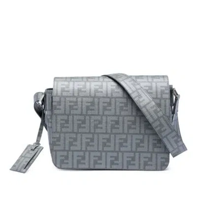 Pre-owned Fendi Zucca Spalmati Flap Crossbody In Grey