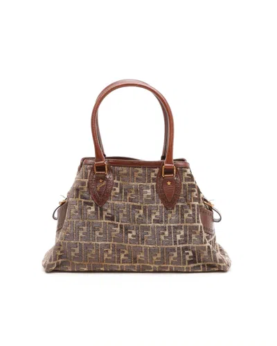 Fendi Zucca Suede Bag In Brown