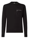 Fendi Regular Fit Wool Blend Pullover With Pockets In Black
