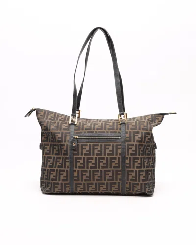 Fendi Zucca Tote Bag In Brown