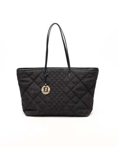 Fendi Zucca Tote Bag In Black