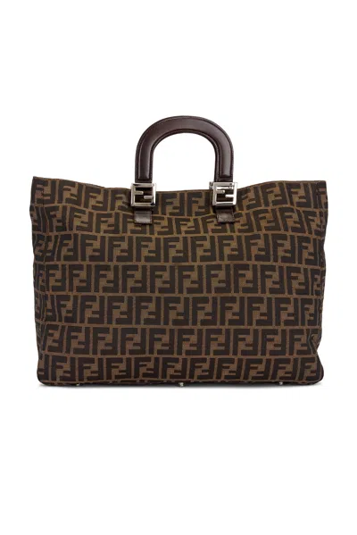 Pre-owned Fendi Zucca Tote Bag In Brown