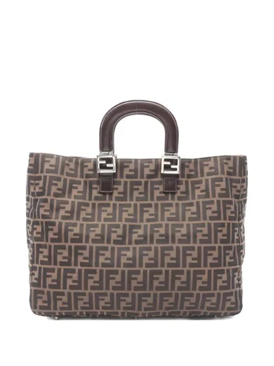 Pre-owned Fendi Zucca Tote Bag In Brown