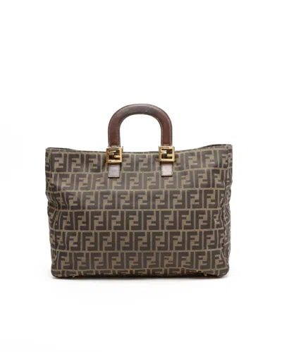 Fendi Zucca Tote Bag In Brown