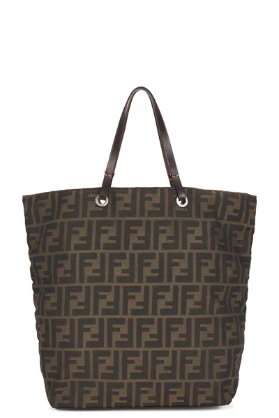 Pre-owned Fendi Zucca Tote Bag In Brown