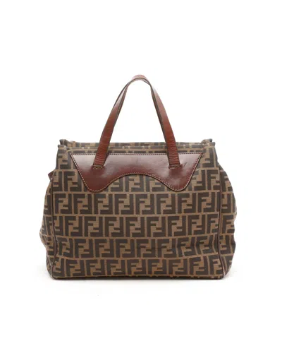 Fendi Zucca Tote Bag In Brown
