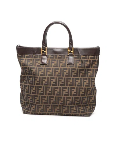 Fendi Zucca Tote Bag In Brown