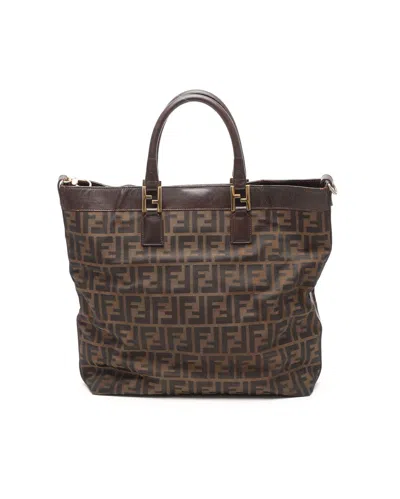 Fendi Zucca Tote Bag In Brown