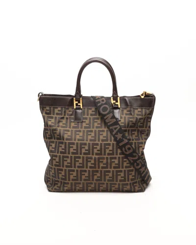 Fendi Zucca Tote Bag In Brown