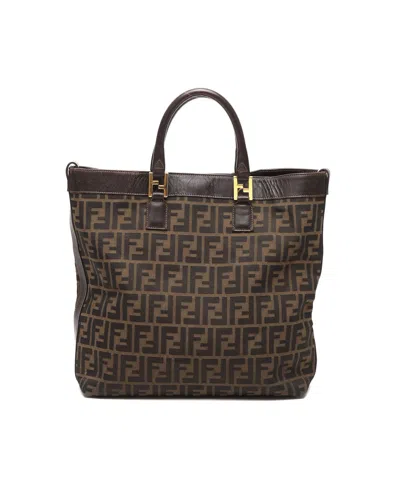 Fendi Zucca Tote Bag In Brown
