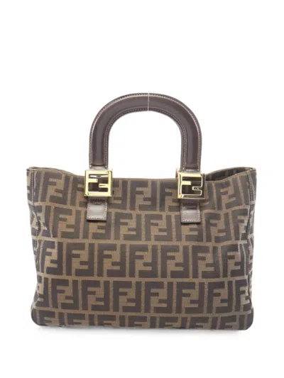 Pre-owned Fendi Zucca Tote Bag In Brown