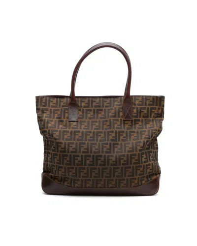 Fendi Zucca Tote Bag In Brown