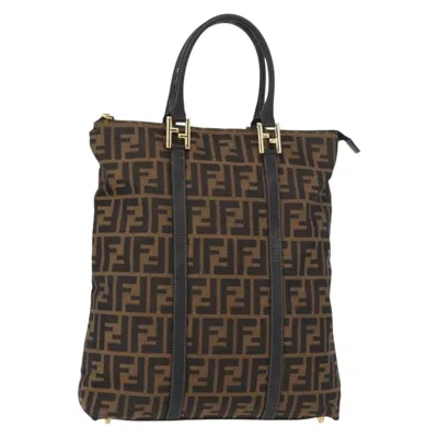 Pre-owned Fendi Zucca Tote Bag Canvas Black Canvas Tote Bag Bag ()