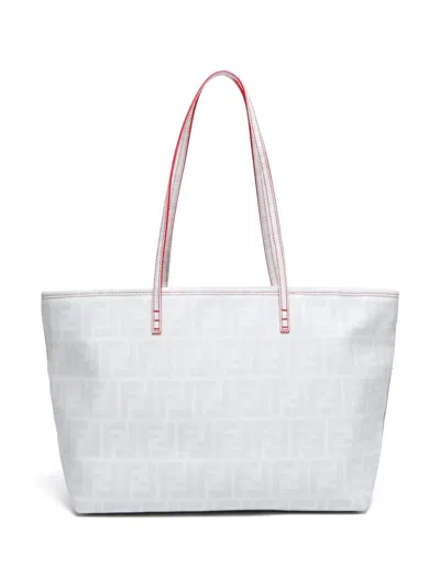 Pre-owned Fendi Zucca Tote Bag In White