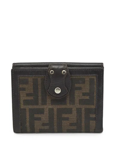 Pre-owned Fendi Zucca Wallet In Brown