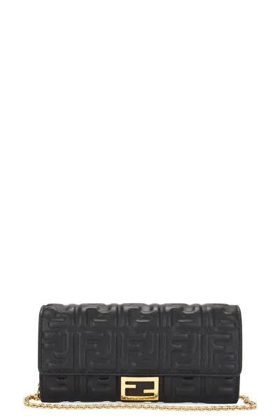 Fendi Zucca Wallet On Chain Bag In Black